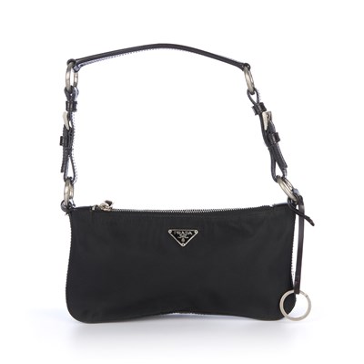 Lot 394 - Prada, a black nylon baguette handbag,...