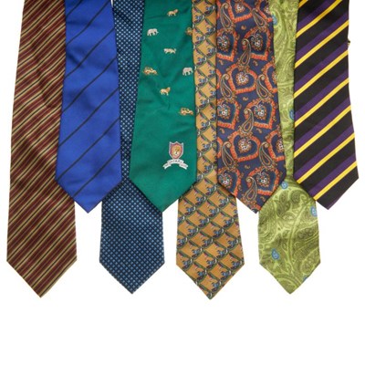 Lot 418 - Sixteen silk ties, in a variety of colours and...