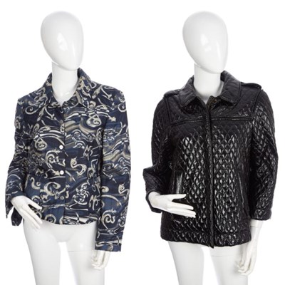 Lot 422 - Two designer jackets, to include a silk blue...