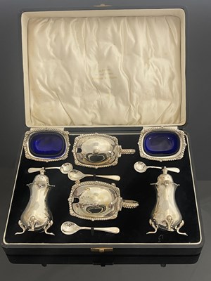 Lot 73 - A George V silver double cruet, Adie Brothers,...
