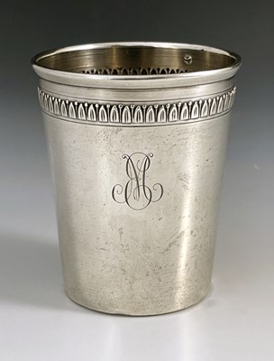 Lot 10 - A 19th century French silver beaker, Louis...