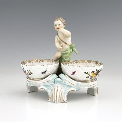Lot 794 - A Berlin porcelain figural double salt cellar,...