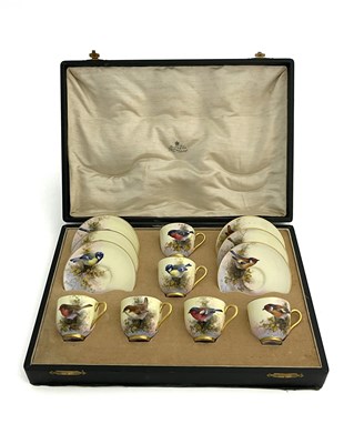 Lot 915 - E Barker for Royal Worcester, a bird painted...