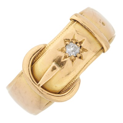 Lot 9 - An Edwardian 18ct gold old-cut diamond buckle...