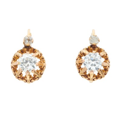 Lot 14 - A pair of early 20th century 18ct gold old-cut...