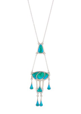 Lot 16 - Charles Horner, an Art Nouveau silver, blue...