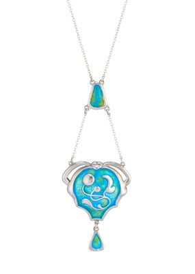Lot 18 - Charles Horner, an Art Nouveau silver, blue...