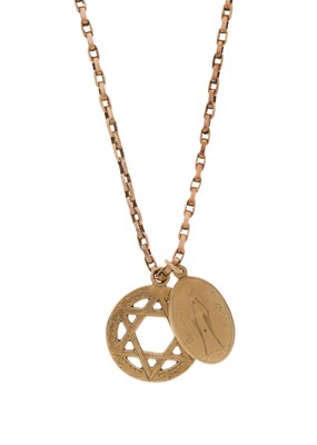 Lot 21 - Two 9ct gold religious pendants, suspended...