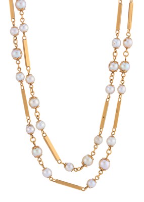Lot 30 - A mid 20th century 18ct gold cultured pearl...