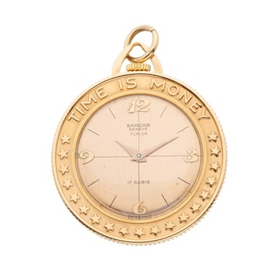 Lot 32 - Sarcar Geneve, a 9ct gold 'Time Is Money' coin...
