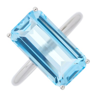 Lot 58 - An 18ct gold rectangular-shape blue topaz...