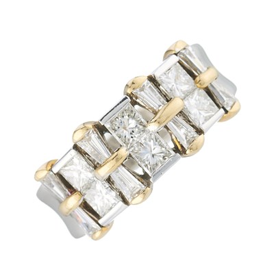Lot 65 - A platinum and 18ct gold square-shape diamond...