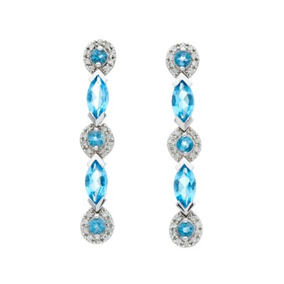 Lot 66 - A pair of 14ct gold blue topaz and...
