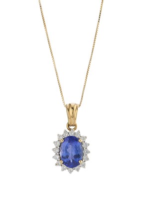 Lot 68 - An 18ct gold tanzanite and brilliant-cut...