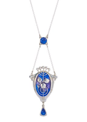 Lot 84 - Charles Horner, an Art Nouveau silver, blue...