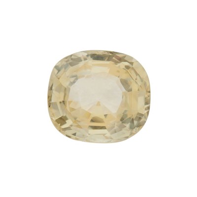 Lot 97 - A large cushion-shape natural yellow sapphire,...