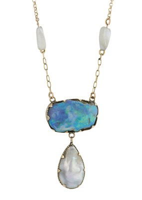 Lot 105 - A mid 20th century 14ct gold boulder opal...