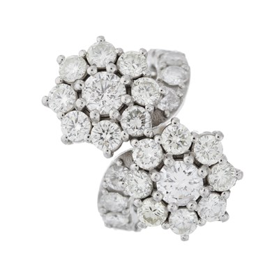 Lot 146 - A brilliant-cut diamond floral double cluster...