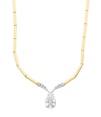 Lot 155 - An 18ct gold pear-shape diamond single-stone...
