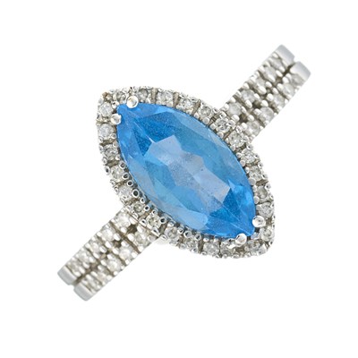 Lot 171 - A 14ct gold blue topaz and brilliant-cut...
