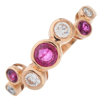 Lot 175 - An 18ct gold ruby and brilliant-cut diamond...