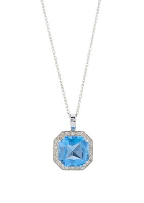 Lot 180 - A 14ct gold blue topaz and single-cut diamond...