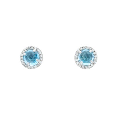 Lot 183 - A pair of 14ct gold blue topaz and single-cut...