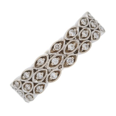Lot 190 - An 18ct gold brilliant-cut diamond three-row...