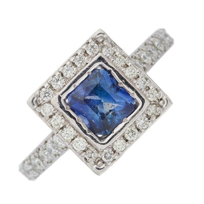 Lot 194 - A fancy-shape sapphire and brilliant-cut...