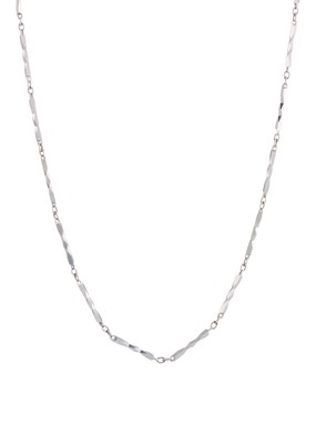 Lot 205 - A 1970s platinum fancy-link chain, with spring-...