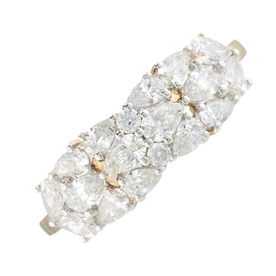 Lot 206 - An 18ct gold pear-shape diamond cluster dress...
