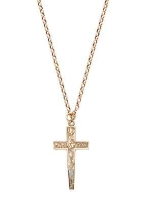 Lot 210 - A 9ct gold cross pendant, suspended from a 9ct...