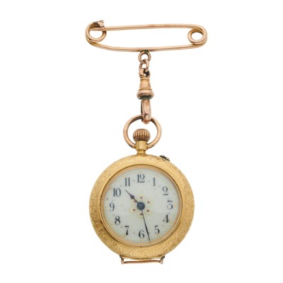 Lot 218 - A late 19th century 18ct gold fob watch,...