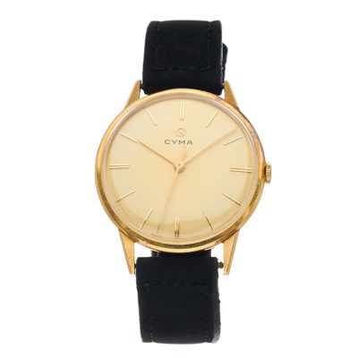 Lot 219 - Cyma, an 18ct gold wrist watch, signed manual...