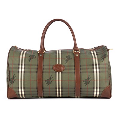 Lot 286 - Burberry, a green Haymarket Check luggage bag,...