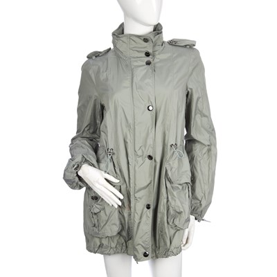 Lot 294 - Burberry, a ladies green lightweight raincoat,...