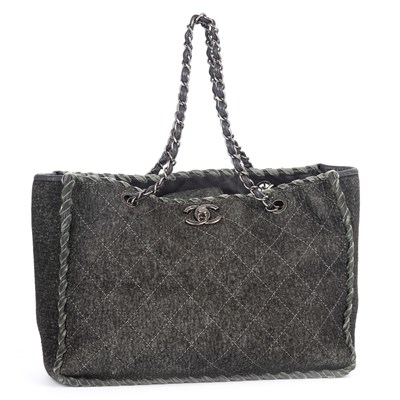 Lot 314 - Chanel, a large grey wool felt CC tote handbag,...