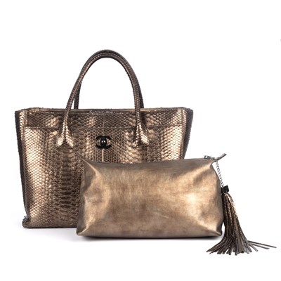 Lot 315 - Chanel, a python skin Cerf Executive Tote...