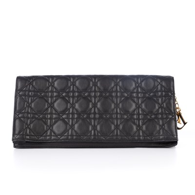 Lot 334 - Christian Dior, a black leather Cannage...