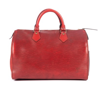 Lot 442 - Louis Vuitton, a red epi Speedy 30 handbag,...