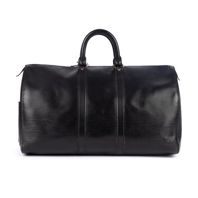 Lot 445 - Louis Vuitton, a black epi Keepall 45 luggage...