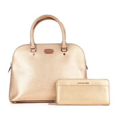 Lot 457 - Michael Kors, a gold Saffiano leather handbag...