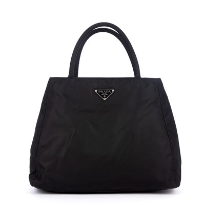 Lot 476 - Prada, a black nylon tote, featuring the maker'...