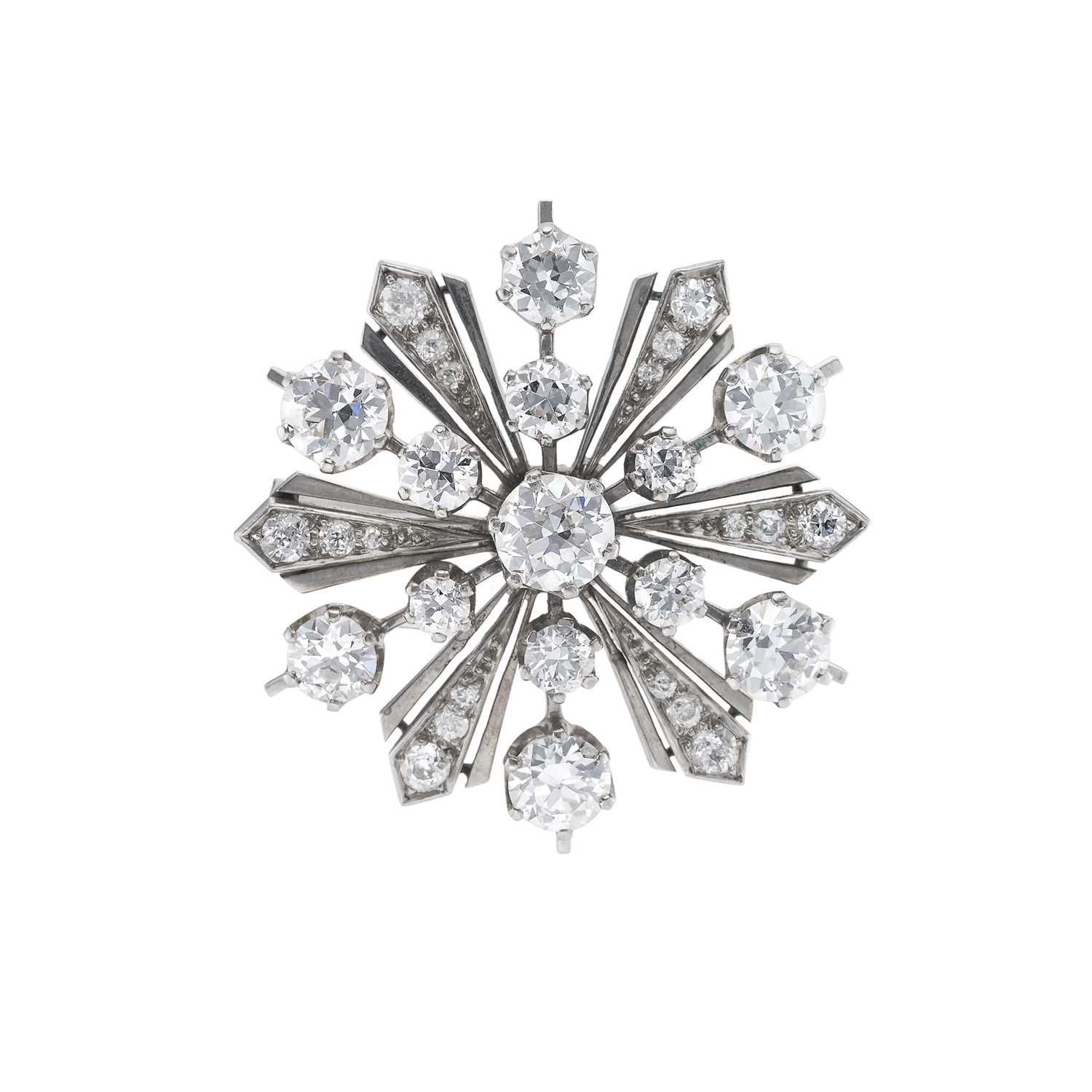 77 - A mid 20th century diamond snowflake brooch