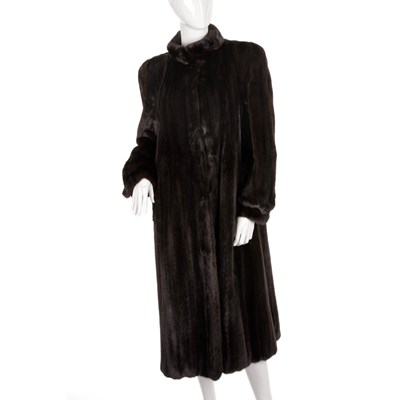 Lot 483 - A full-length dark ranch mink coat, fully...