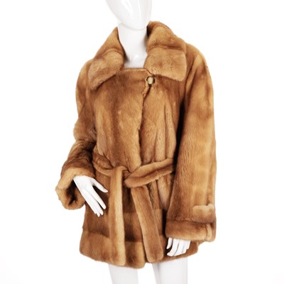 Lot 485 - A gold mink jacket, designed with a notched...