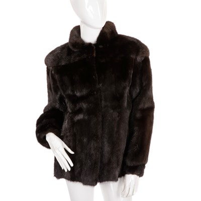 Lot 491 - A dark ranch mink coat, designed with a...