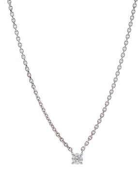 Lot 173 - An 18ct gold diamond single-stone necklace