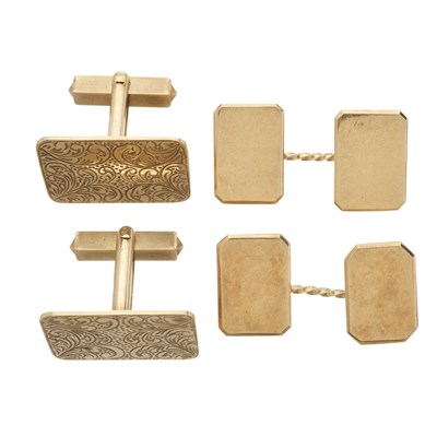 Lot 145 - Two pairs of 9ct gold cufflinks