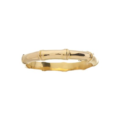 Lot 147 - An 18ct gold bamboo hinged bangle bracelet